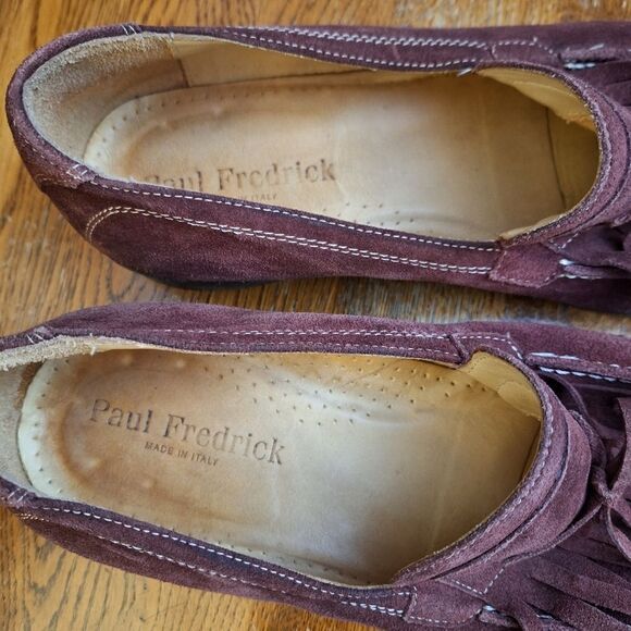 Paul Frederick Made in Italy Burgundy suede slip-on shoes - Picture 9 of 11
